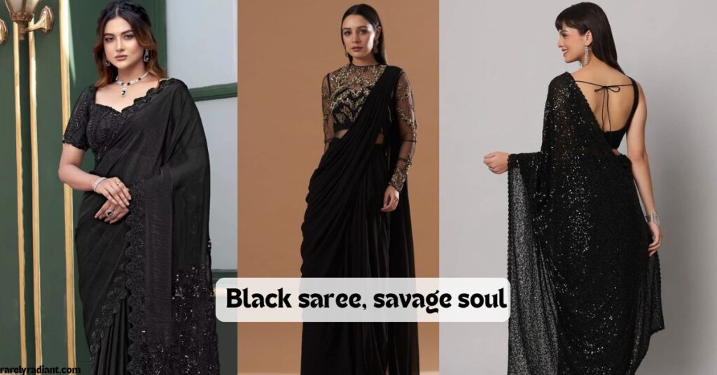attitude black saree captions
